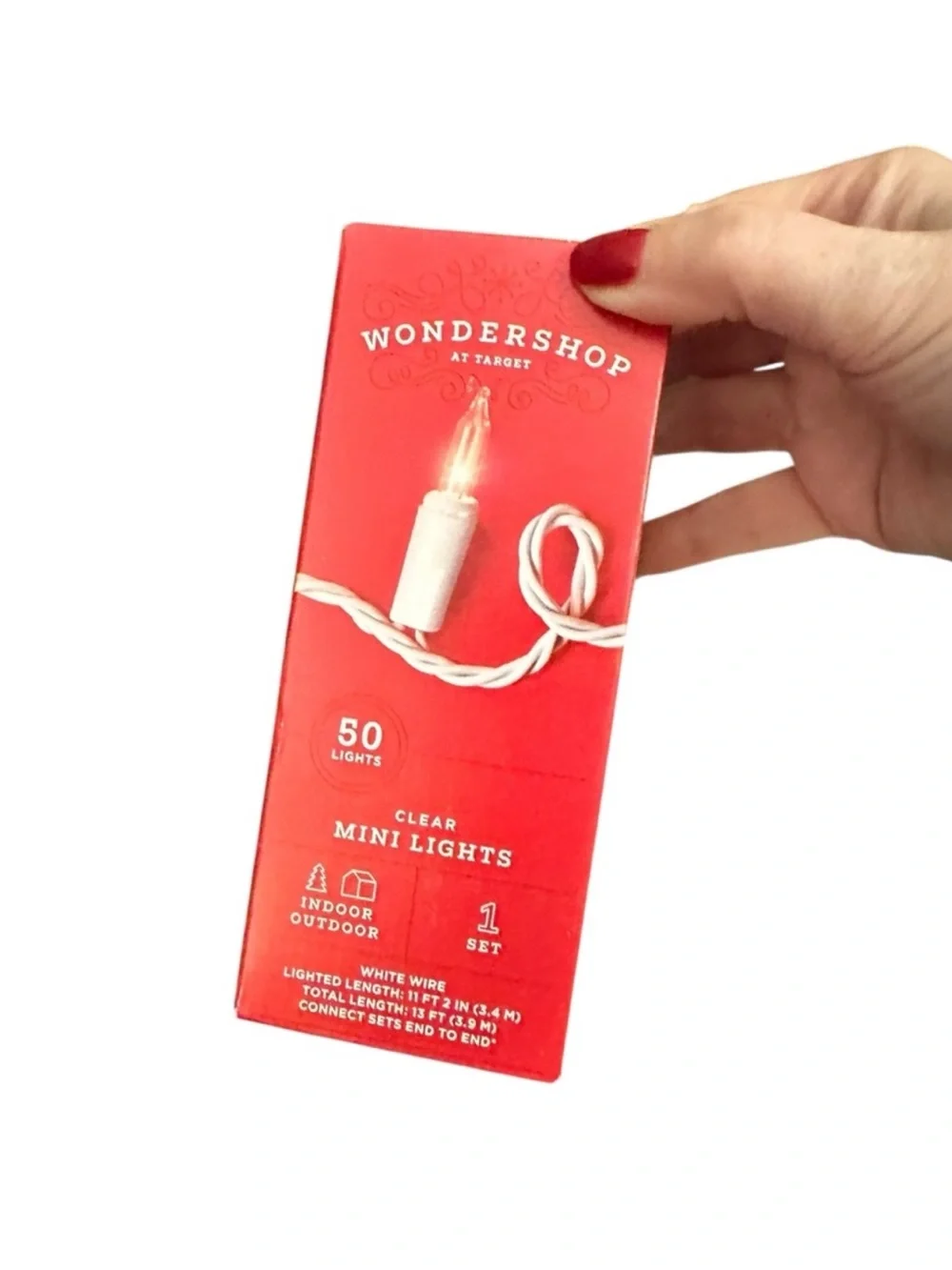 Target Wondershop 50 Clear Mini String Lights White Wire Indoor Outdoor 13ft NIB